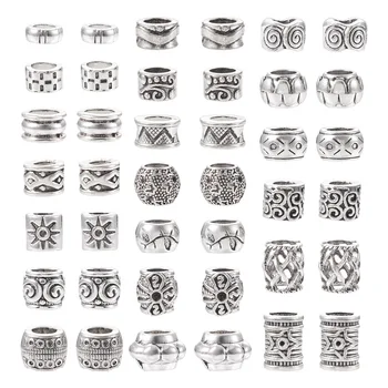 100шт Тибетского античного серебряного цвета, Европейские бусины-распорки с большим отверстием для браслета, ожерелья, изготовления ювелирных изделий, поделок