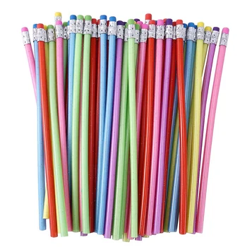 120 Штук гибких мягких карандашей с ластиком, разноцветных