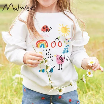 2023 Весна-осень, Новые Детские Свободные Детские футболки в полоску, хлопчатобумажные футболки, топы с длинными рукавами для девочек, детская одежда, детская толстовка с капюшоном