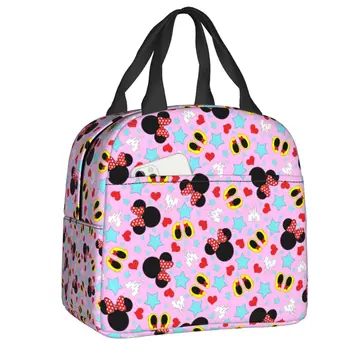 2023 Новая милая сумка для ланча с рисунком Минни Микки для женщин, портативный аниме-кулер, термальный ланч-бокс, офис, пикник, путешествия