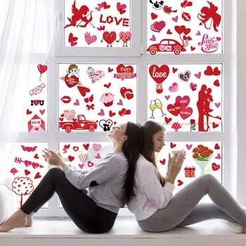 8x Наклеек на окна ко Дню Святого Валентина, самоклеящиеся художественные наклейки ко Дню Святого Валентина