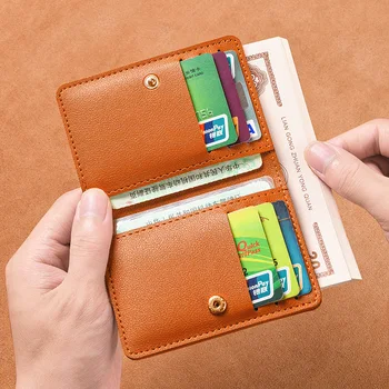 Deonte, однотонный женский кошелек из искусственной кожи, короткий простой женский кошелек с кнопками, Ультратонкая сумка для кредитных карт, монет