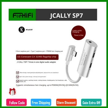 JCALLY SP7 Новый Модернизированный Цифровой Аудиоадаптер 3-в-1, Портативный ЦАП и Усилитель для Android 3,5 мм + Type C + PD60W