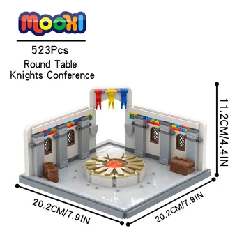 MOC5062 Средневековый круглый стол, Военная архитектурная фигурка рыцаря, Строительные блоки, Игрушки для детей, креативные подарки