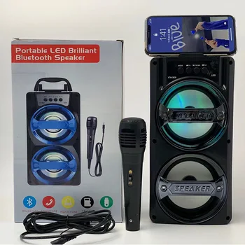 RGB динамик Bluetooth Аудио Звуковая система домашнего кинотеатра Портативная караоке машина с проводным микрофоном Caixa De Som Azltavoz