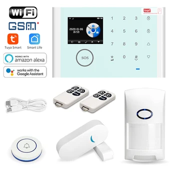 TAIBOAN Tuya Smart WIFI GSM Охранная Сигнализация Работает С Alexa Домашний Охранный Детектор Движения 433 МГЦ Датчик Дымовой Двери Окна