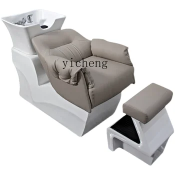 XL Парикмахерская Наполовину Лежащее кресло для мытья Шампунем Кровать для промывки Массажная кушетка Парикмахерская Керамический таз Массажная кушетка