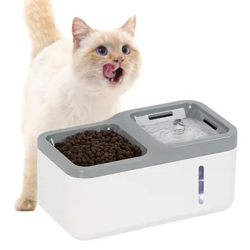 Автоматическая Сенсорная Поилка для домашних кошек с дозатором воды 1,5 Л с Мисками для еды, Умный Питьевой Фонтанчик для Ваших кошек и собак