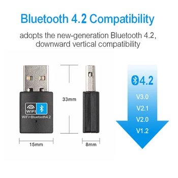 Адаптер беспроводной сетевой карты USB со скоростью 150 Мбит/с, Bluetooth-совместимый WiFi, портативный ключ 2 в 1 для принтера ПК