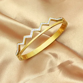 Американский модный новый персонализированный браслет из титановой стали с бриллиантами, женский браслет золотого и серебряного цветов, женские ювелирные изделия