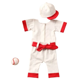 Бейсбольный костюм для новорожденных, одежда для фотосъемки, Бейсбольная форма, Рубашка, Шляпа, Брюки, Реквизит для фотосъемки, детское боди для фотосъемки
