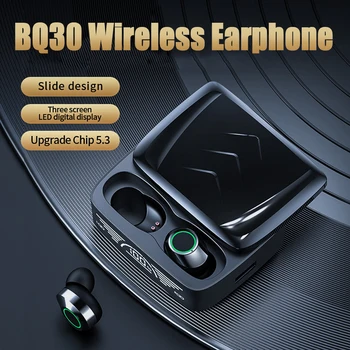Беспроводные игровые наушники BQ30 с шумоподавлением Bluetooth 5.3 Наушники-вкладыши Спортивная гарнитура со светодиодной цифровой выдвижной крышкой