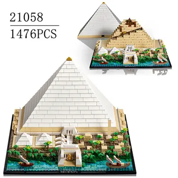 В наличии Классический Набор строительных блоков The Great Pyramid of Model, совместимый с 21058 Собранными своими руками кирпичами, детские игрушки, подарок на День Рождения