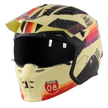 Винтажный мотоциклетный шлем для мотокросса с полным лицом, мужские и женские летние локомотивные комбинированные шлемы для ралли со съемным ртом Casco
