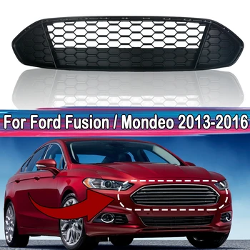 Глянцевая черная гоночная решетка переднего бампера для Ford Fusion Mondeo 2013 2014 2015 2016 Покрытие из ячеистой сетки для стайлинга автомобилей