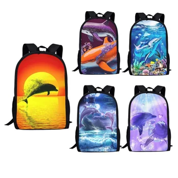 Дизайн животного Дельфина, школьная сумка для детей, школьный рюкзак для девочек, Модная подростковая женская сумка для книг, детская повседневная Mochila Escolar
