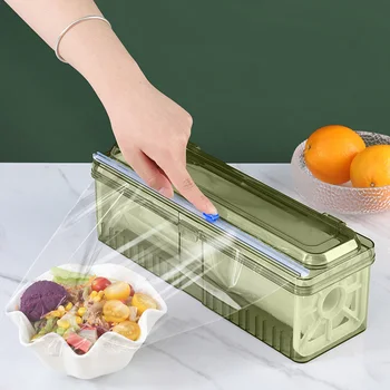 Диспенсер для пищевой пленки, Многоразовая коробка для резки кухонной упаковки со слайдером для резки алюминиевой фольги, коробка для резки вощеной бумаги