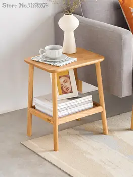 Журнальный столик из массива дерева, приставной столик из каменной плиты, современный минималистичный диван, приставной столик из скандинавского дуба, диван для маленькой квартиры, маленький уголок