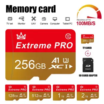 Карта памяти 512/1 ТБ Pro SD Micro Card 128 ГБ 256 ГБ Флэш-Карта Памяти A1 V30 U3 Class 10 Высокоскоростная Видеокарта Micro TF Для Телефона