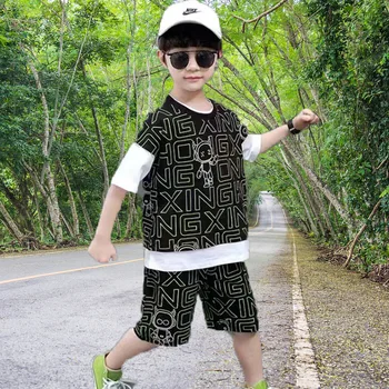 Костюм для мальчика 2023, новый детский красивый летний модный комплект из 2 предметов с коротким рукавом