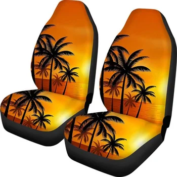 Красивый Золотой Закат, Тропический пляж, Пальмы, Универсальные автомобильные чехлы для передних сидений, Защита ковшеобразных сидений в Гавайском стиле