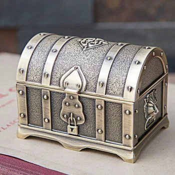 Креативная металлическая шкатулка для украшений для хранения винтажного пиратского сундука с сокровищами в европейском стиле, высококачественных подарков в шкатулке из цинкового сплава