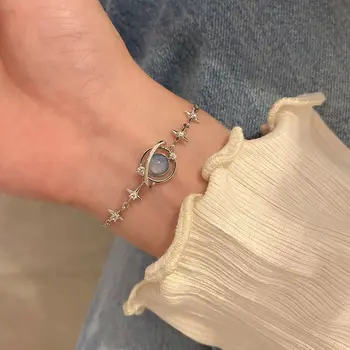 Креативный браслет с инкрустацией из драгоценных камней с уникальным небесным дизайном и сверкающими бусинами в форме бабочек в форме сердца