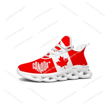 Кроссовки на плоской подошве с канадским флагом, мужские женские кроссовки для спорта в Канаде, высококачественные кроссовки, Обувь из сетки на шнуровке, Обувь на заказ, белая