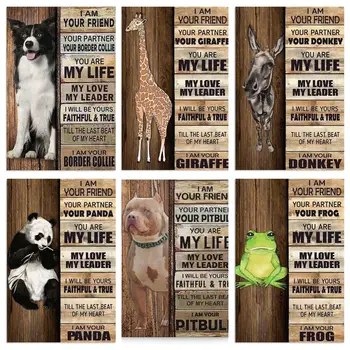 Металлический плакат с собакой - я твой друг, Декоративная жестяная вывеска для кафе, гостиной, ванной, кухни, домашнего настенного искусства, таксы, Панды