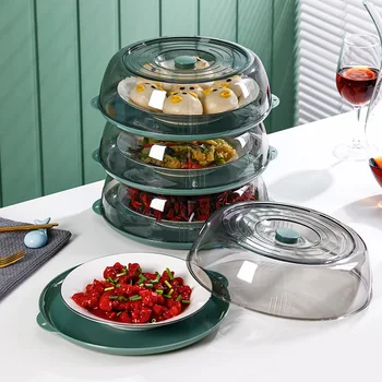 Многослойный ящик для хранения продуктов и посуды, прозрачная кухонная крышка для изоляции продуктов, крышка для свежих и пылезащитных овощей