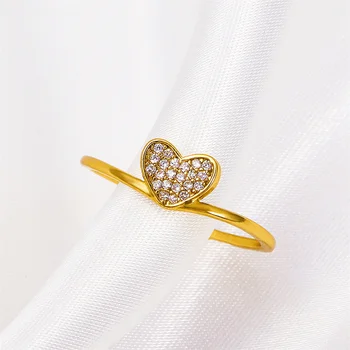 Модное кольцо с цирконом в форме сердца для женщин, Милый шарм в форме сердца, Медные кольца с регулируемым открытием, Подарки для дружбы, Вечерние украшения 2023