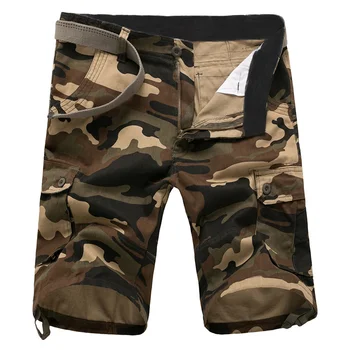 Мужские летние камуфляжные шорты Карго Повседневные хлопчатобумажные мешковатые рабочие брюки с несколькими карманами Уличная одежда Военные армейские прямые шорты