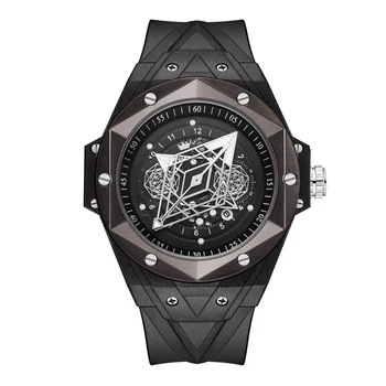 Мужские часы-скелет, лучший бренд, роскошные Модные кварцевые часы для мужчин, силиконовый ремешок, светящиеся наручные часы с датой