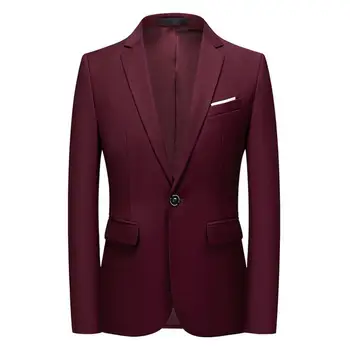 Мужское деловое пальто, весенне-осеннее костюмное пальто, стильные пиджаки для деловых костюмов для мужчин, воротник с вырезами на одной пуговице, защита от морщин на весну