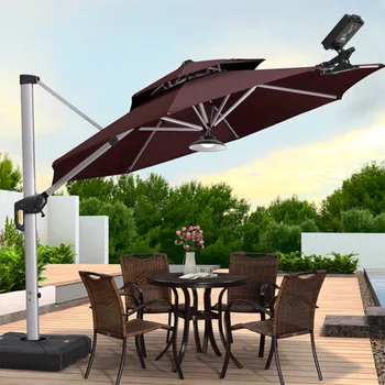 Наружный солнечный зонт с дистанционным управлением, водонепроницаемый Солнечный зонт во дворе, светодиодный зонт во дворе