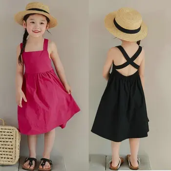 Новое хлопчатобумажное платье для маленьких девочек, летние платья с открытой спиной, Элегантная Детская одежда для вечеринки по случаю Дня рождения для девочек, Vestidos