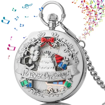 Новые модные музыкальные карманные часы, Роскошное полое кварцевое ожерелье, цепочка, часы С Днем Рождения, полые Любители, Креативный подарок для коллекционирования