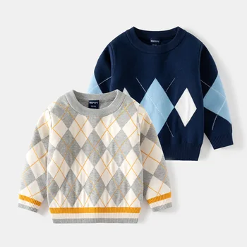 Новый Зимний свитер для мальчиков, Одежда для малышей, Вязаный пуловер с длинным рукавом, Свободный Трикотаж, Детская одежда