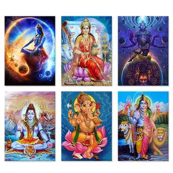 Плакаты, современные настенные рисунки, Модульная картина, Домашний декор, Абстрактная Индия, Будда, индуистские боги, Господь Шива, Портретная живопись