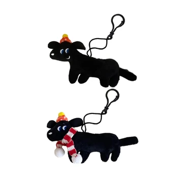 Плюшевый Брелок Забавная Черная Собака Брелки для ключей Автомобильный Брелок Подвеска для рюкзака Цепочка для щенка с надписями Подарок паре