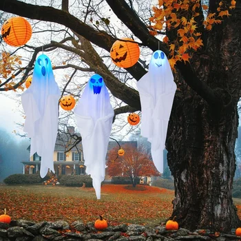 Подвесные украшения со светодиодной подсветкой на Хэллоуин, украшение для вечеринки в Хант-хаусе, дерево, окно, стена, декор на Хэллоуин