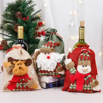 Портативный Рождественский подарочный пакет Праздничный Рождественский подарок Сумки на шнурке 3d Санта Клаус Снеговик Лось для шоколадного печенья