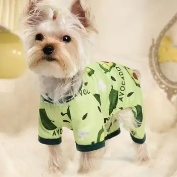 Праздничные костюмы для собак, очаровательные пижамы для собак с мультяшным принтом, удобная дышащая одежда для маленьких собак, которую легко гладить.