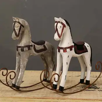 Ретро-украшения в виде лошадки-качалки в американском стиле, поделки из смолы, украшения рабочего стола для гостиной, детские подарки, хлопающий реквизит