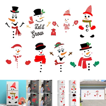 Рождественские наклейки на окна, наклейки на стены, наклейки на холодильник, наклейки на лицо Снеговика, наклейки на стены, Счастливого Нового года, Рождественские украшения 2024