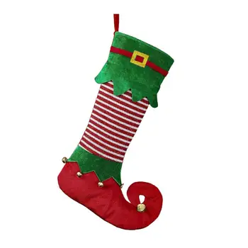Рождественский подарок, носок, украшение для Рождественской елки, Многоразовые чулки с рождественским эльфом, Очаровательная емкость, праздник на Рождество