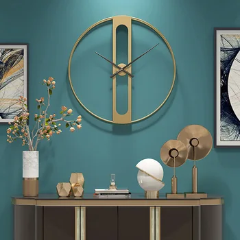 Роскошные Настенные Часы Nordic Kitchen Art Современные Бесшумные Настенные Часы Большие Золотые Металлические Роскошные Часы Дизайн Гостиной С