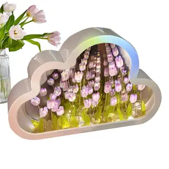 Сделай САМ, Светодиодный ночник Cloud Tulip, Украшения для спальни для девочек, Креативные Зеркальные Настольные Лампы, Прикроватные подарки ручной работы На День Рождения