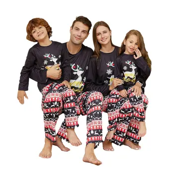 Семейные Рождественские пижамные комплекты С принтом оленя Для мамы, папы, дочери, сына, Детские наряды, Топы + Брюки, Рождественские пижамы, пижамы для собак, Одежда для собак