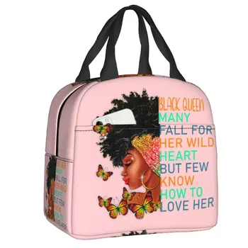 Сумка для ланча African Queen Black Girl с термоизолированным ланч-боксом для женщин, детей, работы, школы, еды, сумок для пикника